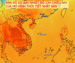 Bản đồ dự báo nhiệt độ 09/03/2026