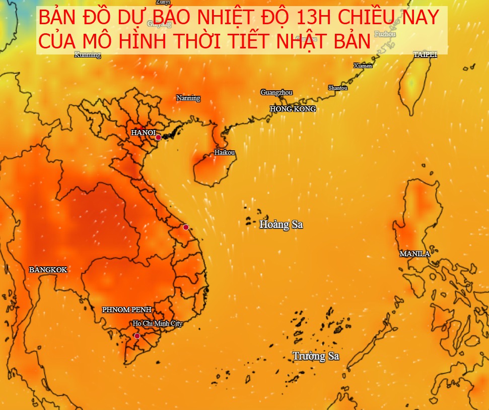 Bản đồ dự báo nhiệt độ 09/03/2026